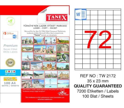 ლეიბლი ა4 1x72 100ფურც (35x23) 72 ნაჭრიანი