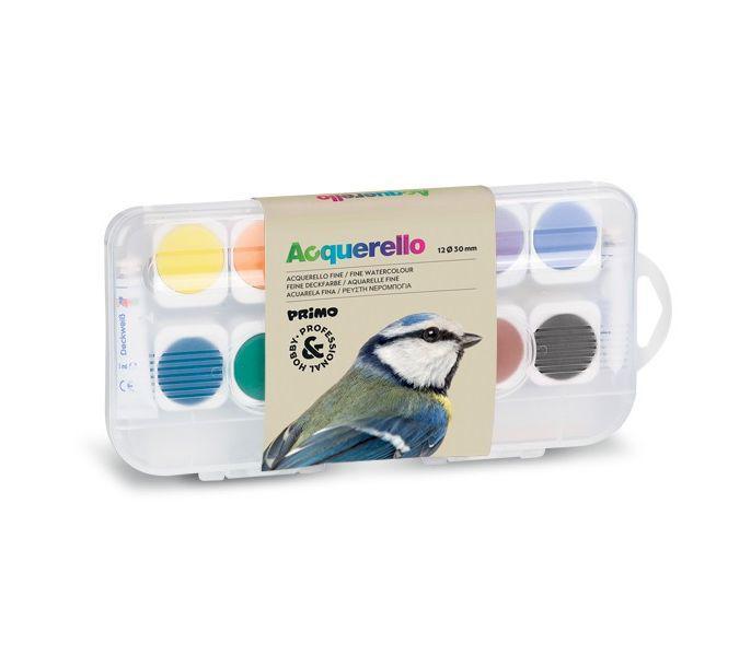 აკვარელი 12 fine watercolour tablets diametre 30 mm 1 brush and 2 white tubes 75 ml poster paint 136A12GMH