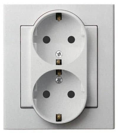 როზეტი დამიწებით Ospel GP-2RSP-38 2 განყოფილებიანი