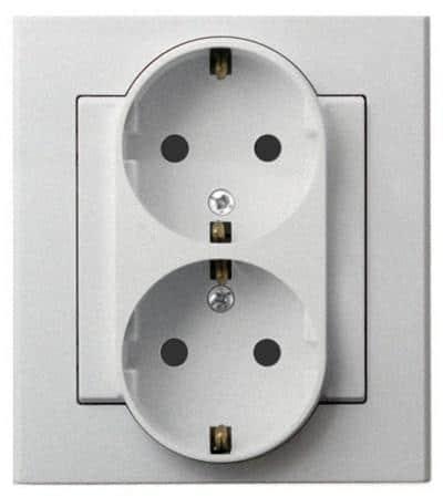 როზეტი დამიწებით Ospel GP-2RSP-38 2 განყოფილებიანი