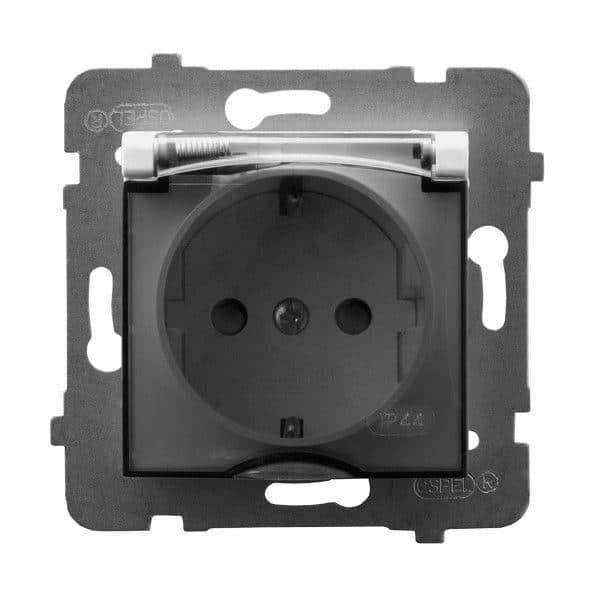 როზეტი დამიწებით ჩარჩოს გარეშე 1 განყოფილებიანი IP44