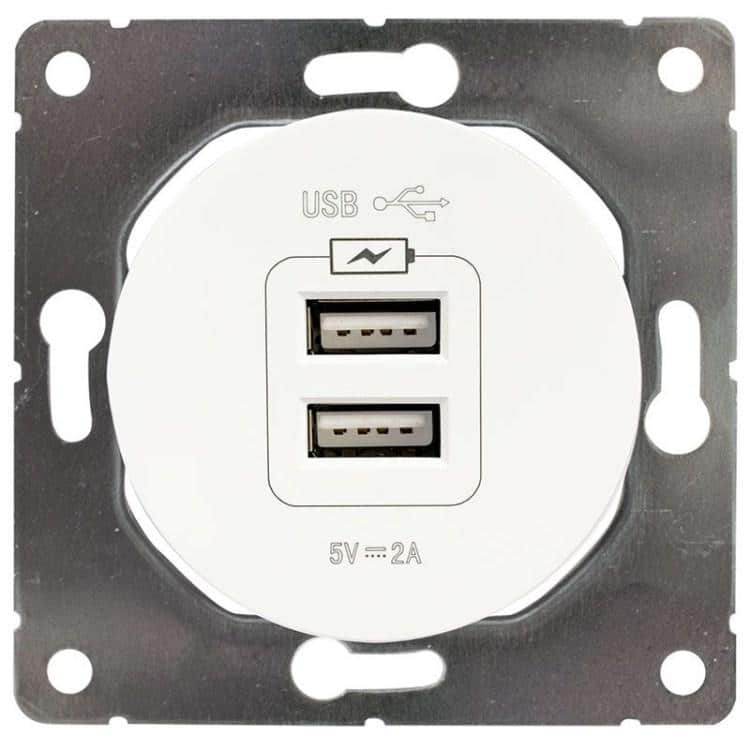 როზეტი USB DPM Soul SEU1028W 2 განყოფილებიანი