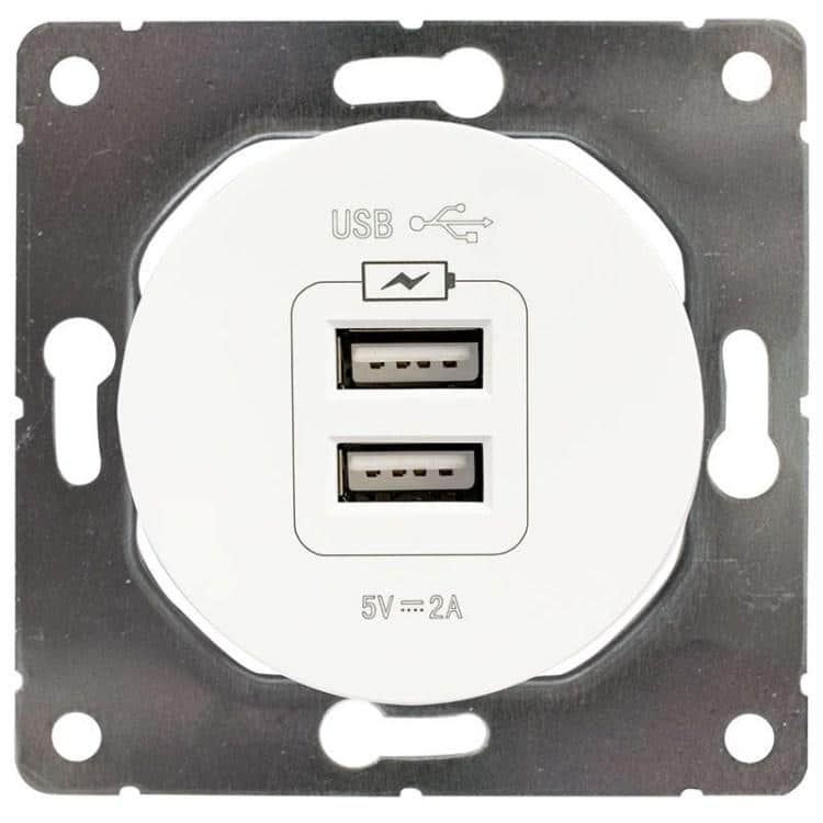 როზეტი USB DPM Soul SEU1028W 2 განყოფილებიანი