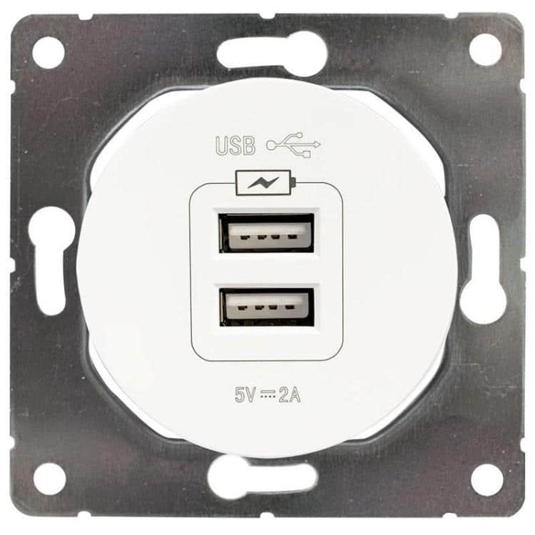 როზეტი USB DPM Soul SEU1028W 2 განყოფილებიანი