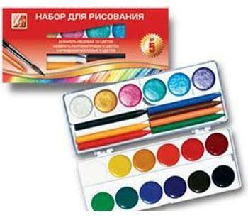 სახატავი ნაკრები #5 (აკვარელი თაფ.12ფ. პერლ.6ფ. ცვილის ფანქარი 8ფ. ფუნჯი