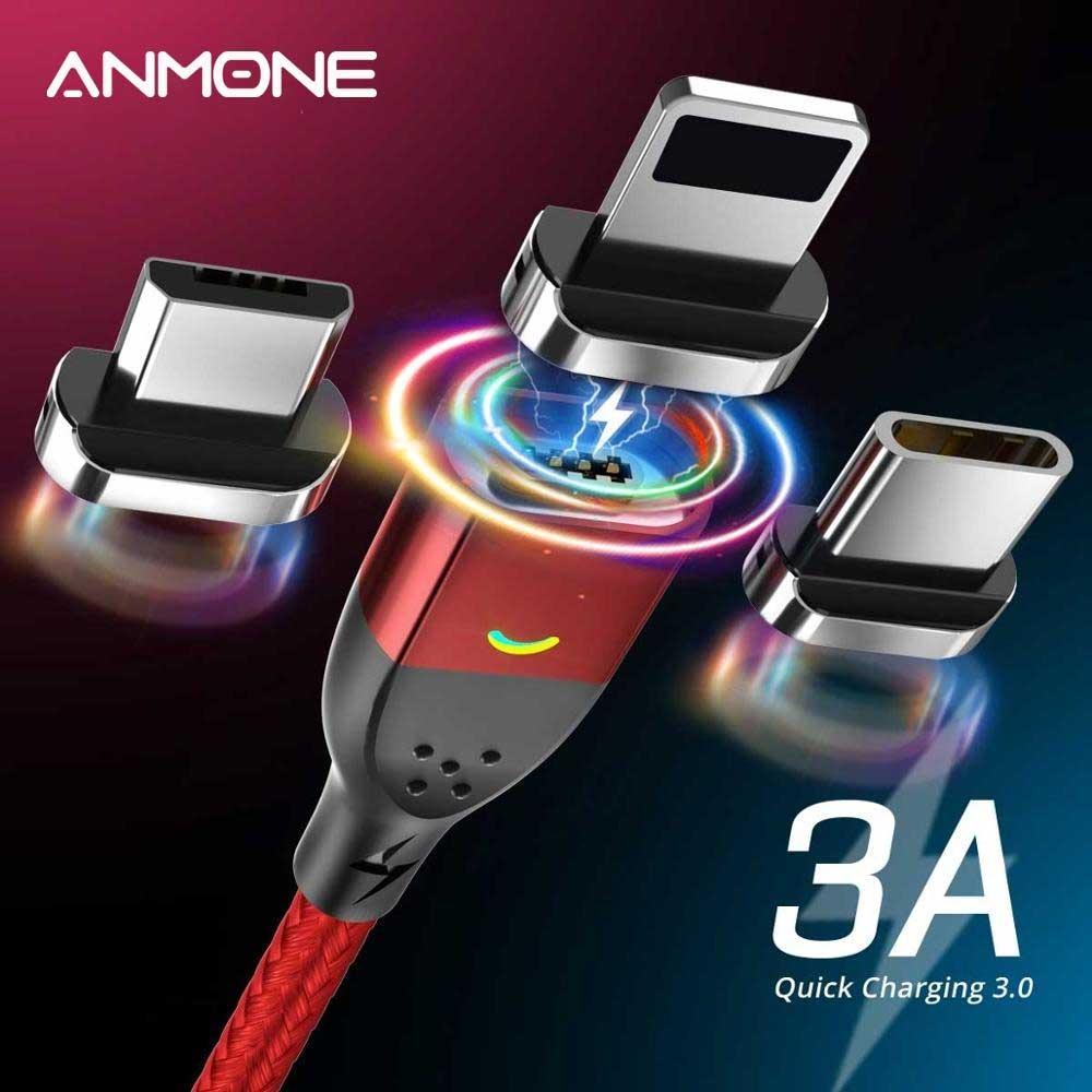 USB კაბელი 1მ Anmon მაგნიტური Type-C Micro USB