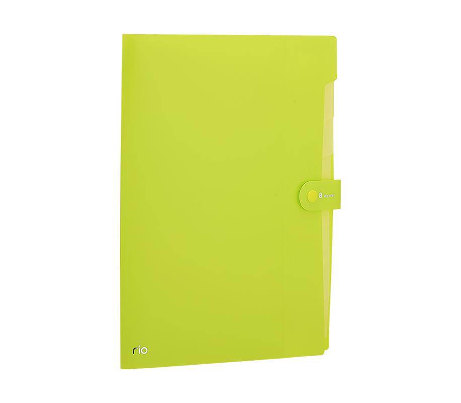 სასაბუთე ჩანთა პლასტიკური A4 -8 განყოფილებით RIO
