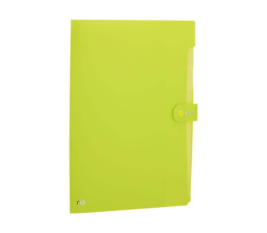სასაბუთე ჩანთა პლასტიკური A4 -8 განყოფილებით RIO