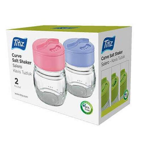 სამარილისა და საპილპილეს მინის კომპლექტი პლასტმასის თავსახურით TITIZ KC-211 1835