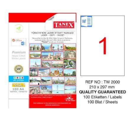 ლეიბლი ა4 1x1 100ფურც (210x297) - 1 ნაჭრიანი