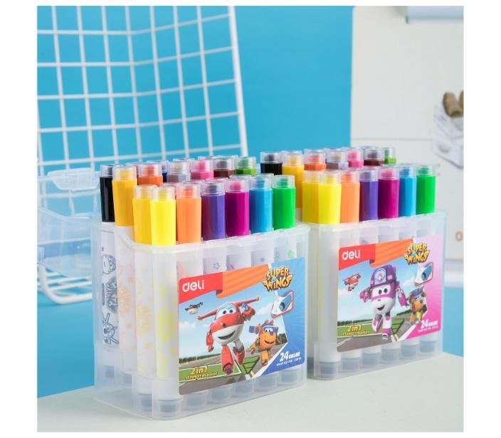 ფლომასტერების ნაკრები შტამპით 24ც