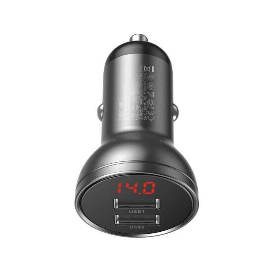 Digital Display Dual USB 4.8A Car Charger 24W CCBX-0G