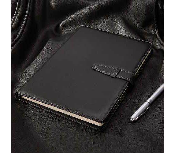 ბლოკნოტი B5; ტყავის ყდით შესაკრავით 260x185მმ ხაზი