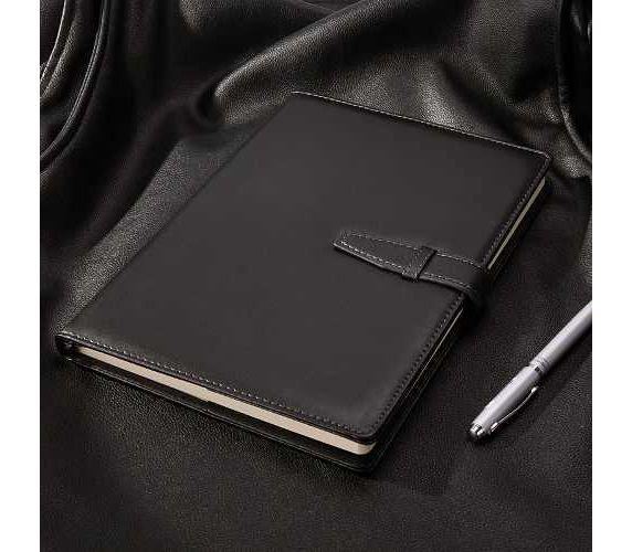 ბლოკნოტი B5; ტყავის ყდით შესაკრავით 260x185მმ ხაზი