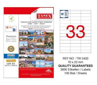 ლეიბლი ა4 1x33 100ფურც (70x23) 33 ნაჭრიანი