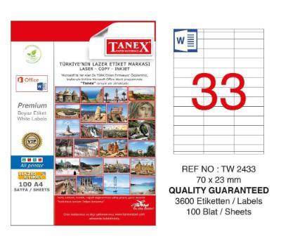 ლეიბლი ა4 1x33 100ფურც (70x23) 33 ნაჭრიანი